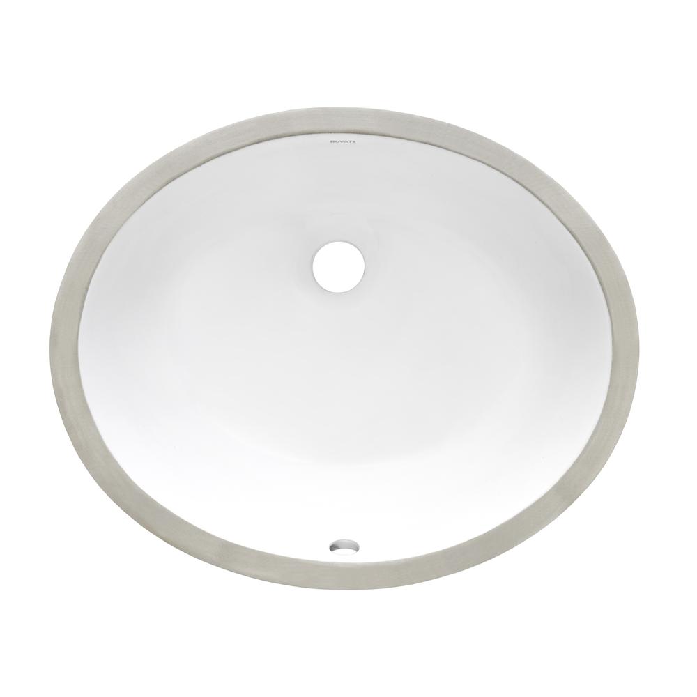 Ruvati 15 x 12 inch Undermount Bathroom Vanity Sink White Oval Porcelain Ceramic with Overflow - RVB0616