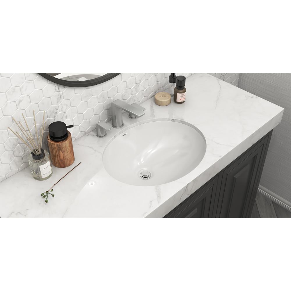 Ruvati 15 x 12 inch Undermount Bathroom Vanity Sink White Oval Porcelain Ceramic with Overflow - RVB0616