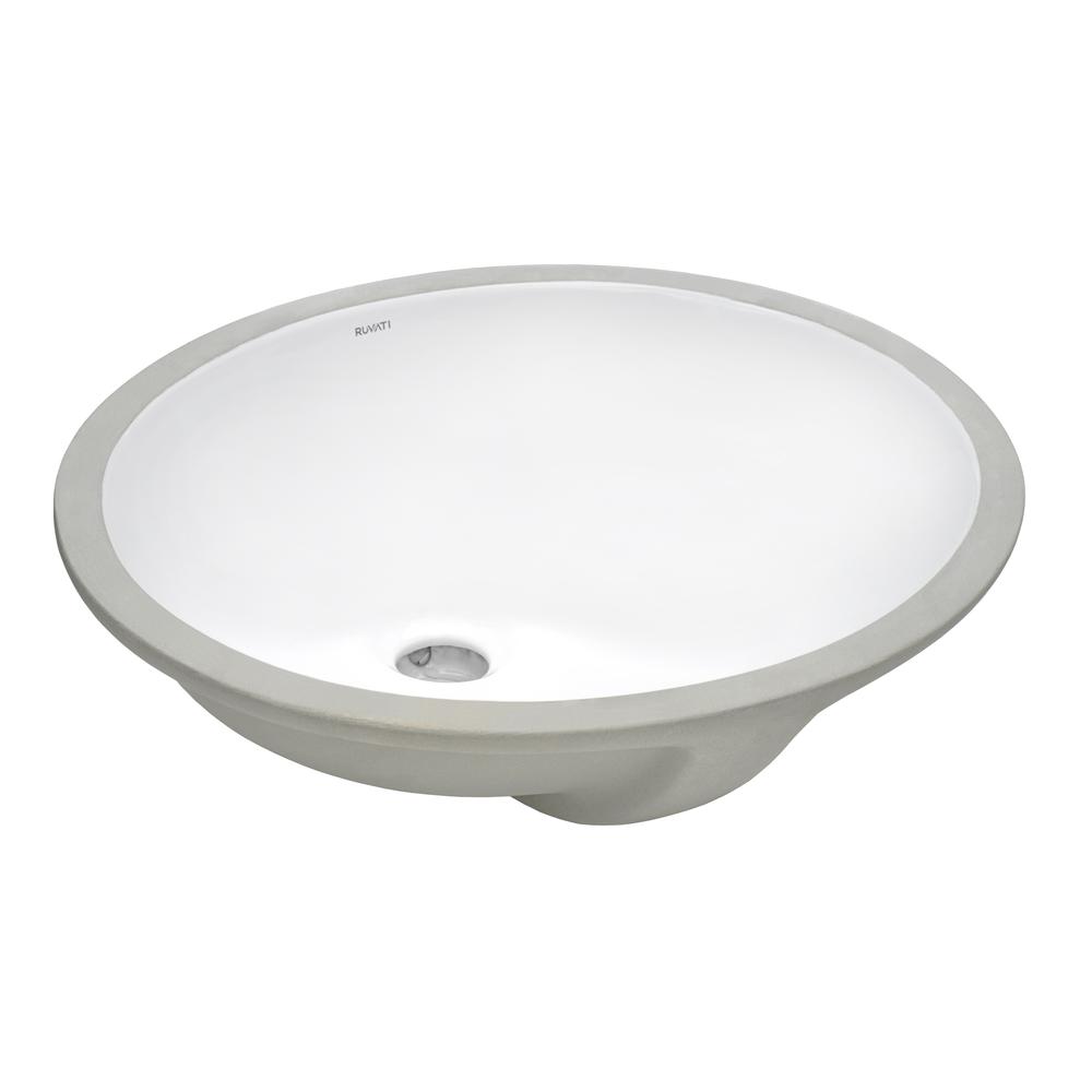 Ruvati 15 x 12 inch Undermount Bathroom Vanity Sink White Oval Porcelain Ceramic with Overflow - RVB0616