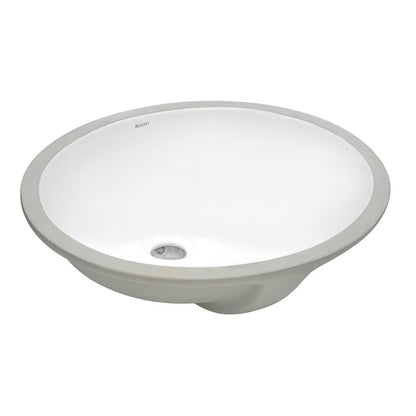 Ruvati 15 x 12 inch Undermount Bathroom Vanity Sink White Oval Porcelain Ceramic with Overflow - RVB0616