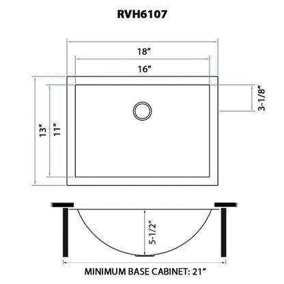 Ruvati 16 x 11 inch Stainless Steel Rectangular Bathroom Sink Undermount