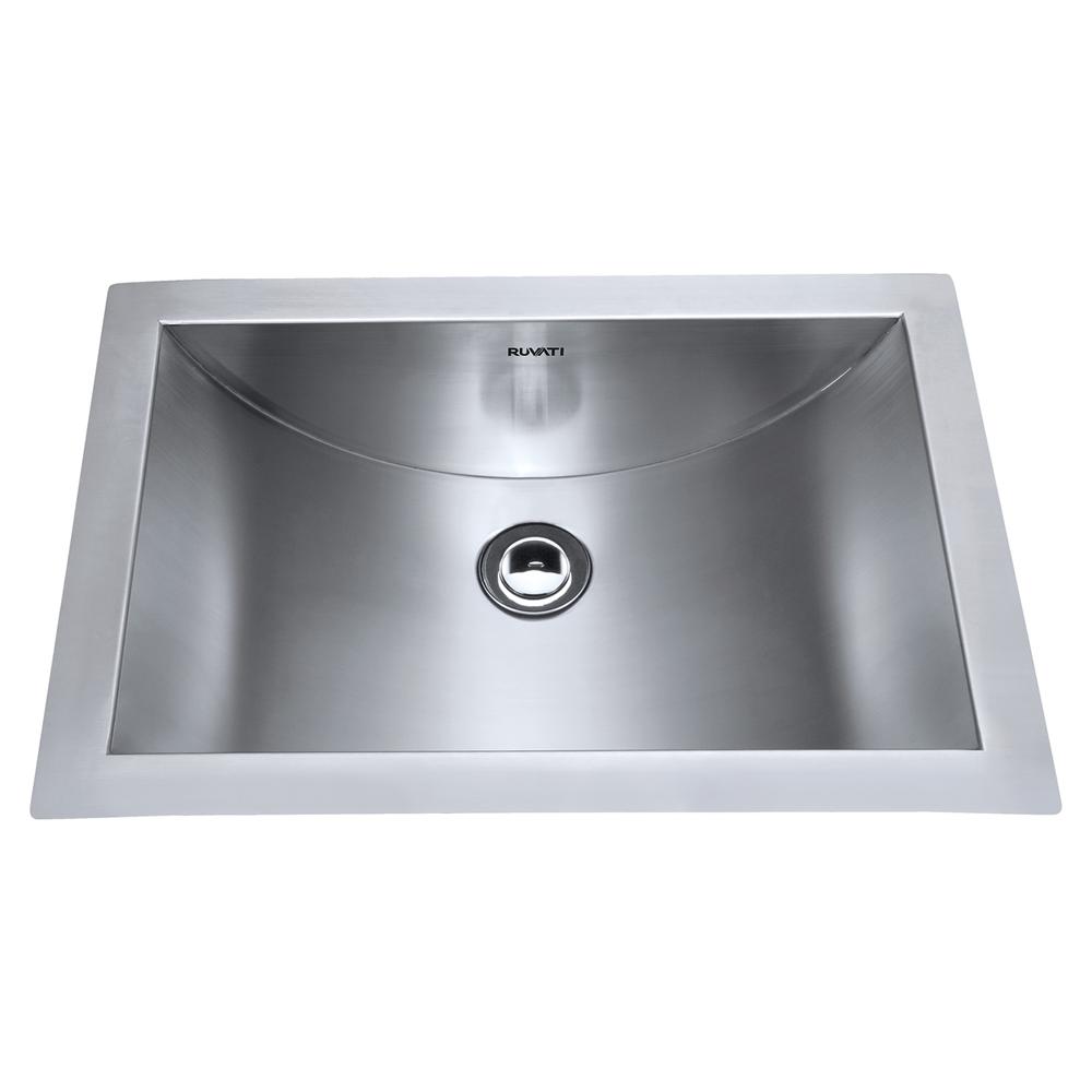 Ruvati 18 x 12 inch Brushed Stainless Steel Rectangular Bathroom Sink Undermount