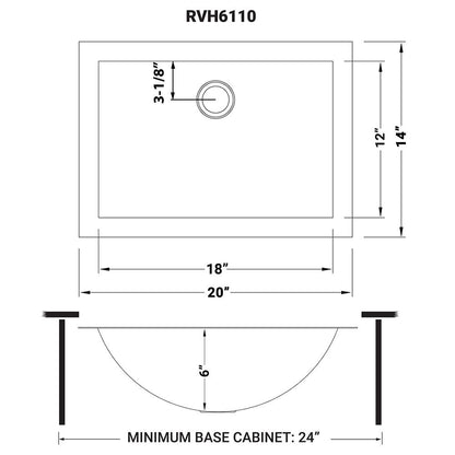 Ruvati 18 x 12 inch Brushed Stainless Steel Rectangular Bathroom Sink Undermount