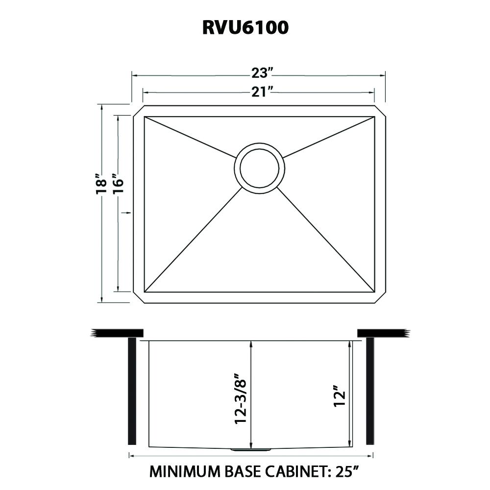 Ruvati 23" x 18" x 12" Deep Laundry Utility Sink Undermount 16 Gauge