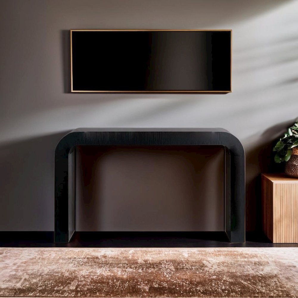 Sleek Curved Black Console Table for Contemporary Entryways and Living Spaces