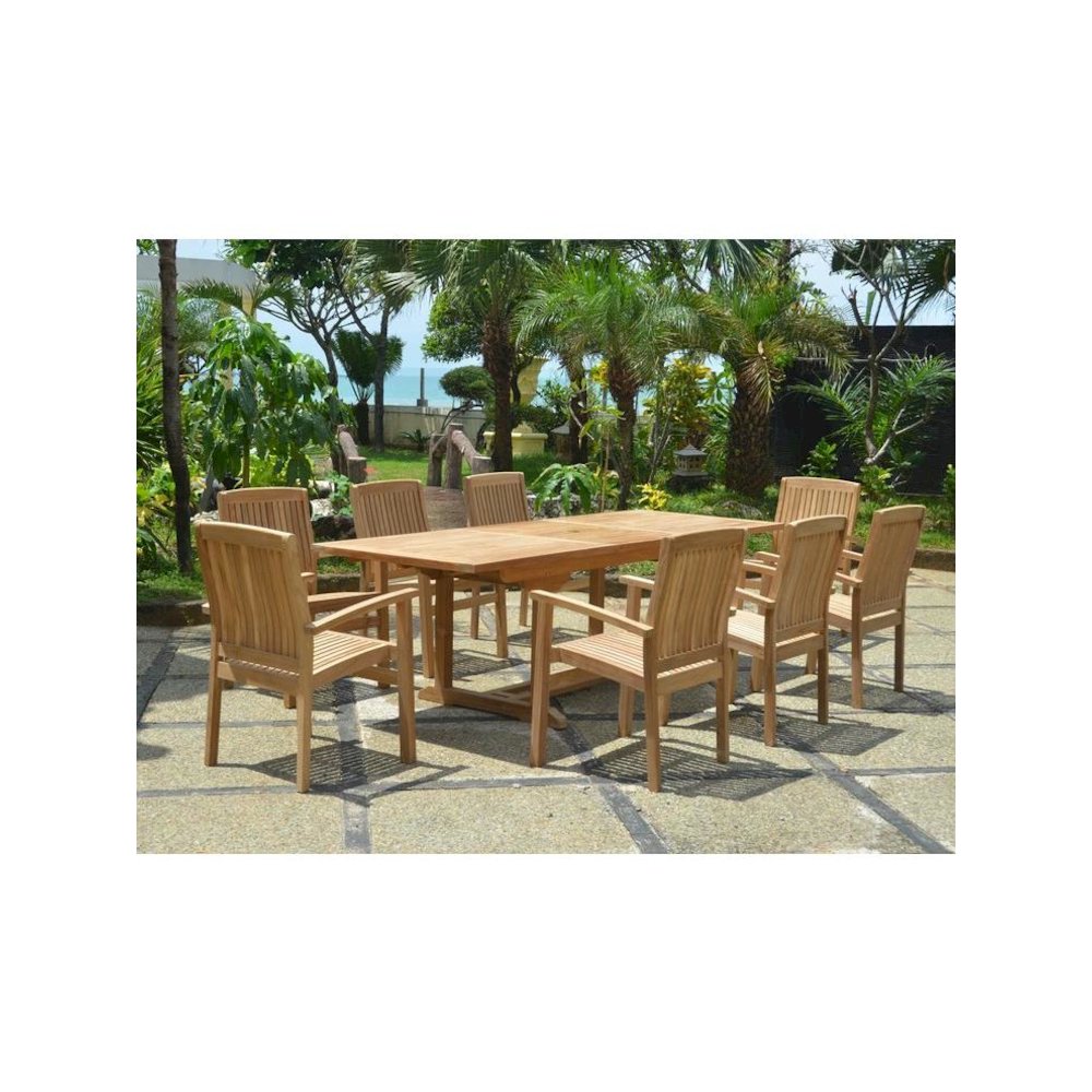 8-Foot Rectangular Extension Dining 9 Piece Set