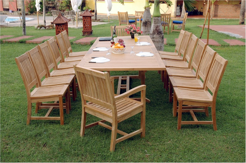 Valencia Rectangular Double Extension Dining 13 Piece Set