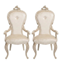 Champagne Velvet Dining Arm Chairs Set of 2 with Rubberwood Frame