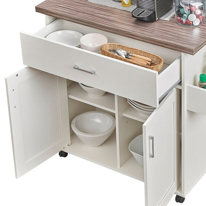 Techni Home Deluxe Mobile Kitchen Island Cart with Water Resistant Top