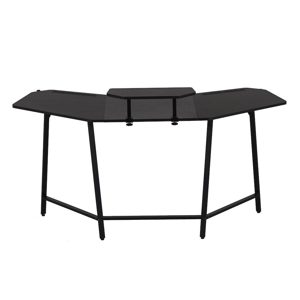 Gaming Desk with Shelf & Accessory Holders, Black