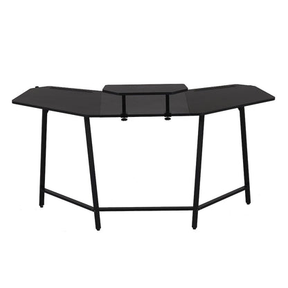Gaming Desk with Shelf & Accessory Holders, Black