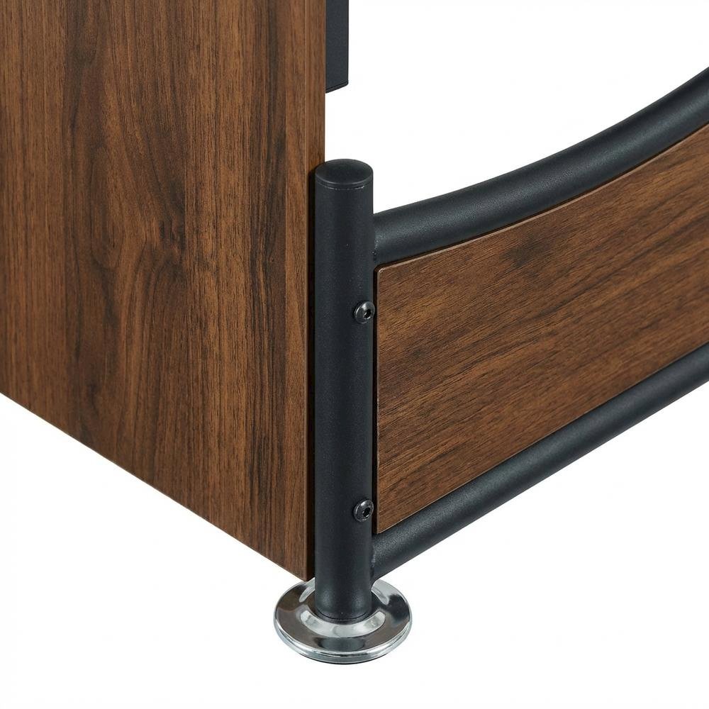 L-Shaped Office Desk With Inline Team Configuration And Keyboard Shelf