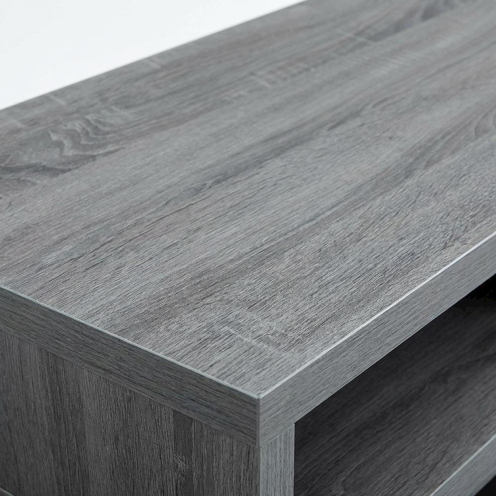 Adjustable TV Stand Console in Black with Sturdy Metal Frame, Cable Management