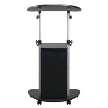Black Rolling Adjustable Laptop Cart with Storage and Keyboard Shelf