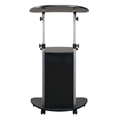 Black Rolling Adjustable Laptop Cart with Storage and Keyboard Shelf