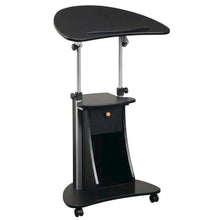 Black Rolling Adjustable Laptop Cart with Storage and Keyboard Shelf