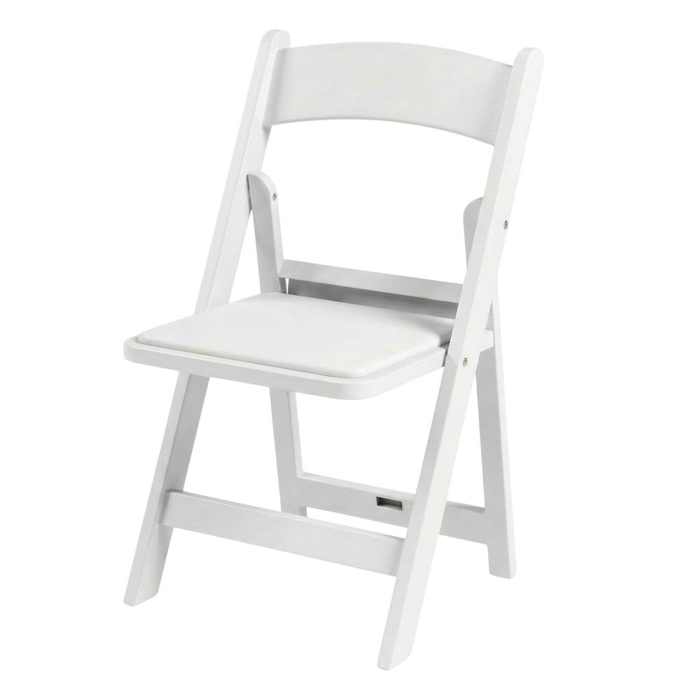 White Resin Folding Chairs Set of 4, Padded Seat, Stackable Indoor Outdoor