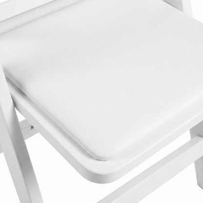 White Resin Folding Chairs Set of 4, Padded Seat, Stackable Indoor Outdoor
