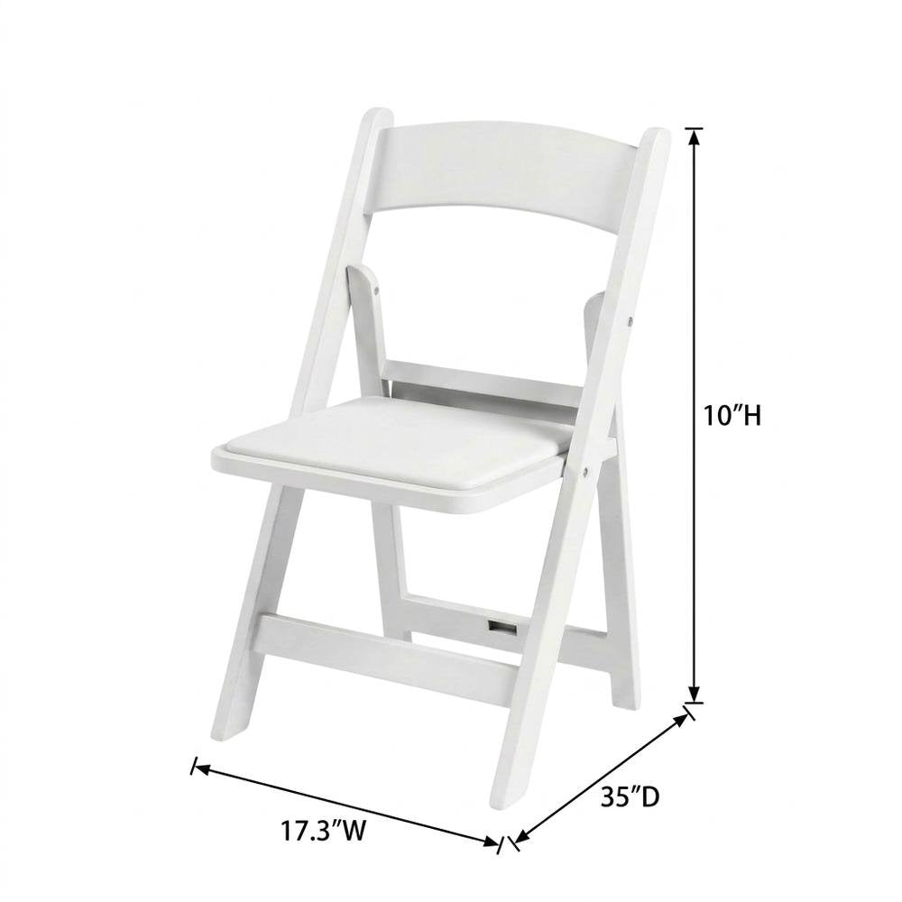 White Resin Folding Chairs Set of 4, Padded Seat, Stackable Indoor Outdoor