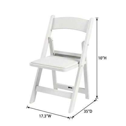 White Resin Folding Chairs Set of 4, Padded Seat, Stackable Indoor Outdoor