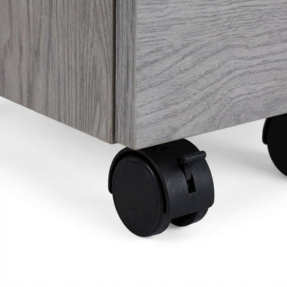 Grey Rolling File Cabinet with Glass Top and Smooth Mobility for Home or Office