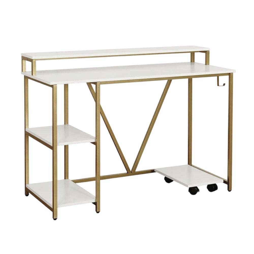 Industrial Gold Writing Desk With Sturdy Construction And Ample Workspace