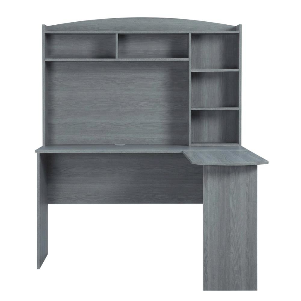 Wood Finish Desk with Hutch in Elegant Brown and Spacious Storage