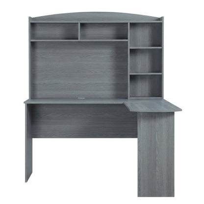 Wood Finish Desk with Hutch in Elegant Brown and Spacious Storage