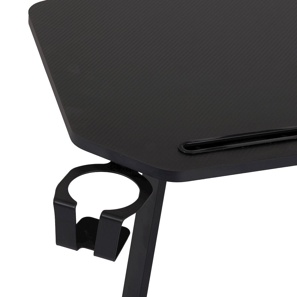 Gaming Desk with Shelf & Accessory Holders, Black
