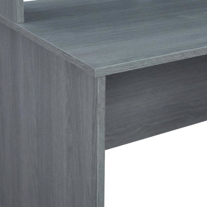 Wood Finish Desk with Hutch in Elegant Brown and Spacious Storage