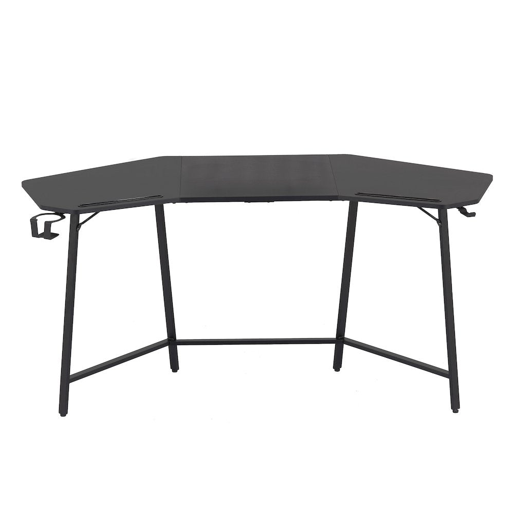 Gaming Desk with Shelf & Accessory Holders, Black