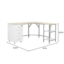 Two-Tone Desk, Storage, Sand Finish Modern Workstation, Drawer And Shelf