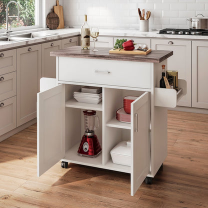 Techni Home Deluxe Mobile Kitchen Island Cart with Water Resistant Top