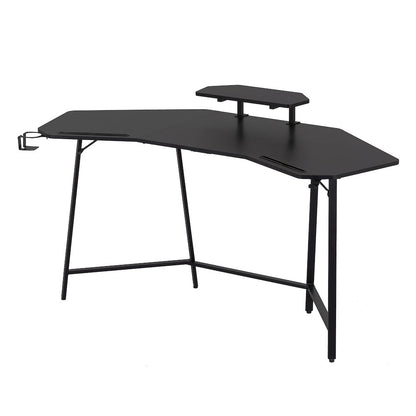 Gaming Desk with Shelf & Accessory Holders, Black