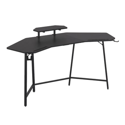 Gaming Desk with Shelf & Accessory Holders, Black
