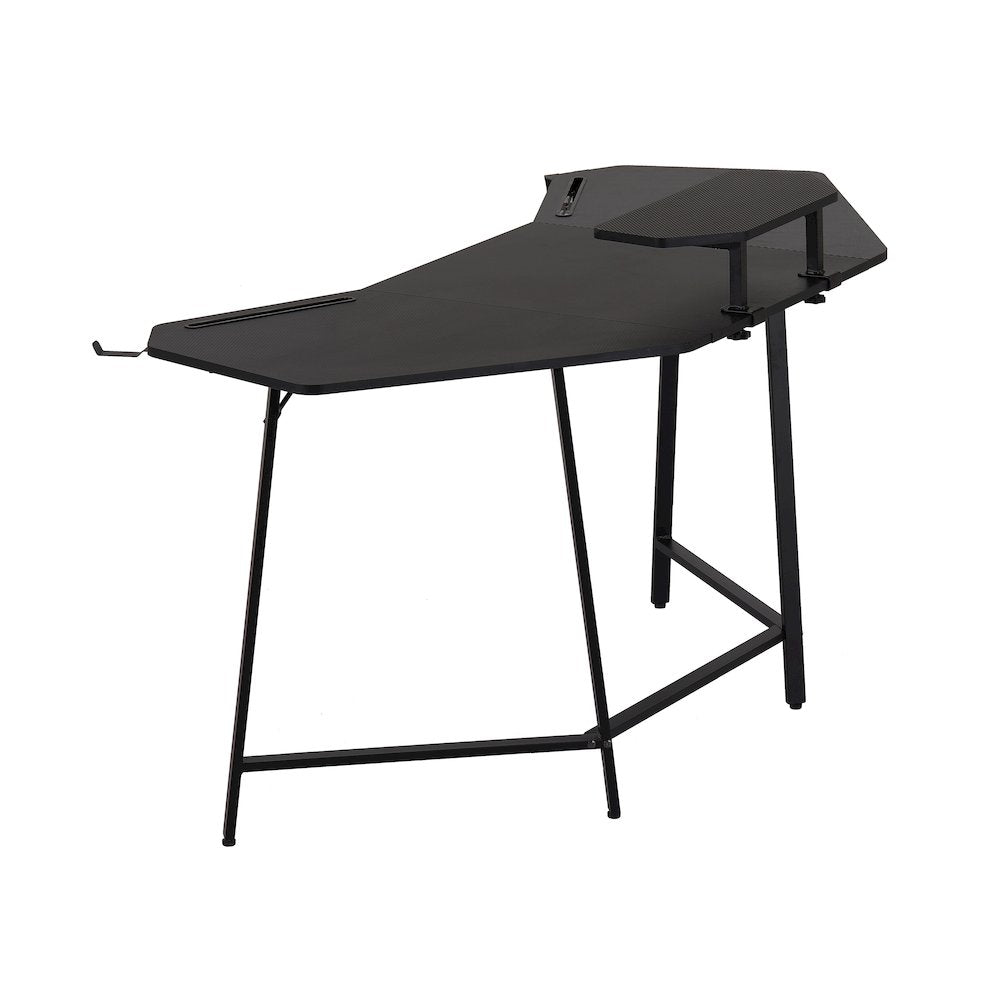 Gaming Desk with Shelf & Accessory Holders, Black
