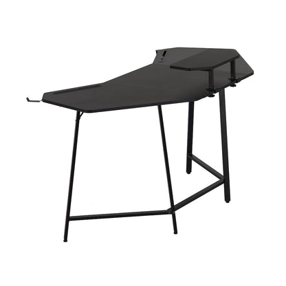 Gaming Desk with Shelf & Accessory Holders, Black