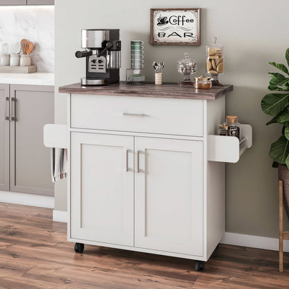 Techni Home Deluxe Mobile Kitchen Island Cart with Water Resistant Top