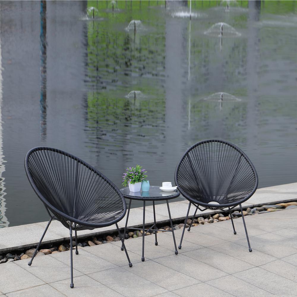 Sassio 3 piece Conversation Patio Set - Black