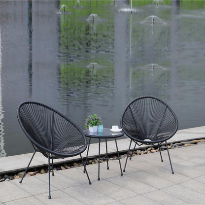 Sassio 3 piece Conversation Patio Set - Black