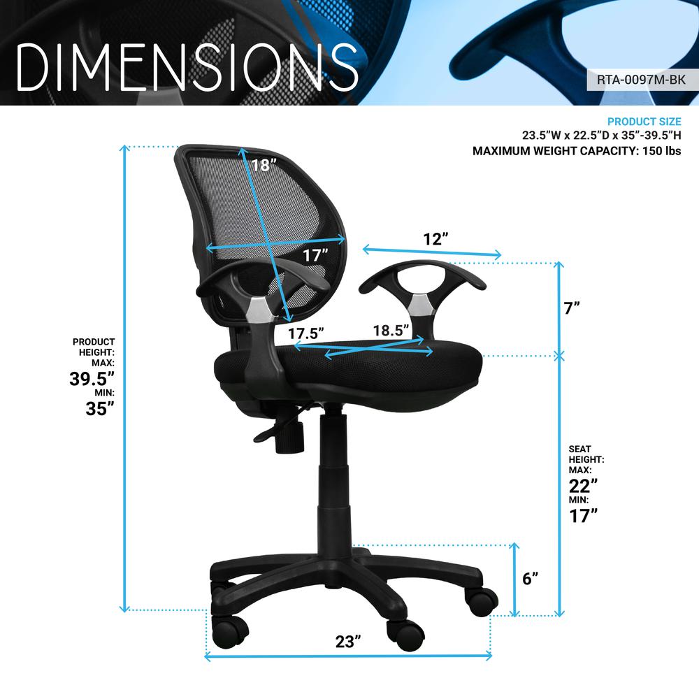 Midback Mesh Task Office Chair. Color: Black