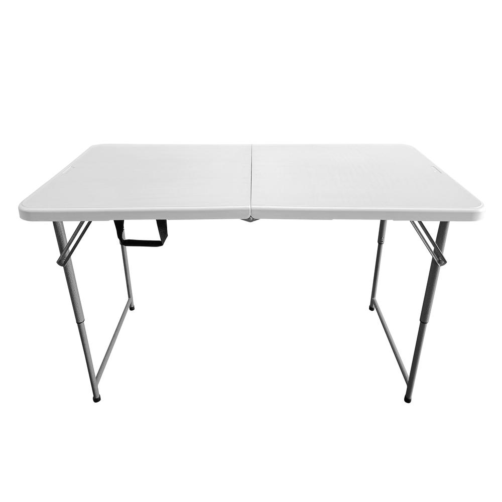 Techni Home Height Adjustable 4 FT Granite White Folding Table