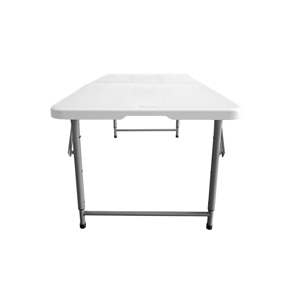 Techni Home Height Adjustable 4 FT Granite White Folding Table