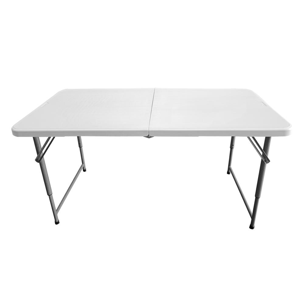 Techni Home Height Adjustable 4 FT Granite White Folding Table