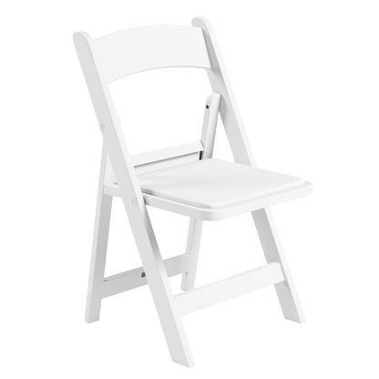 4-Pack White Resin Folding Chairs with Padded Seat