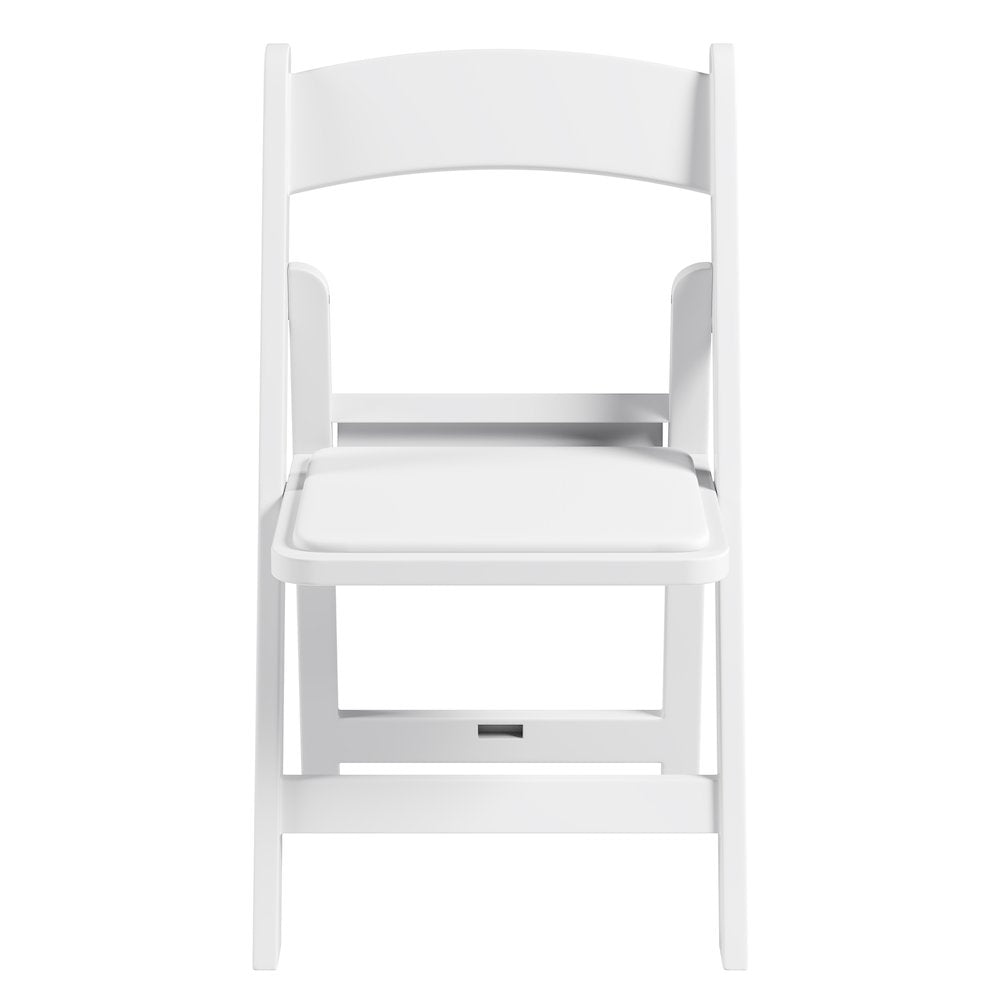 4-Pack White Resin Folding Chairs with Padded Seat