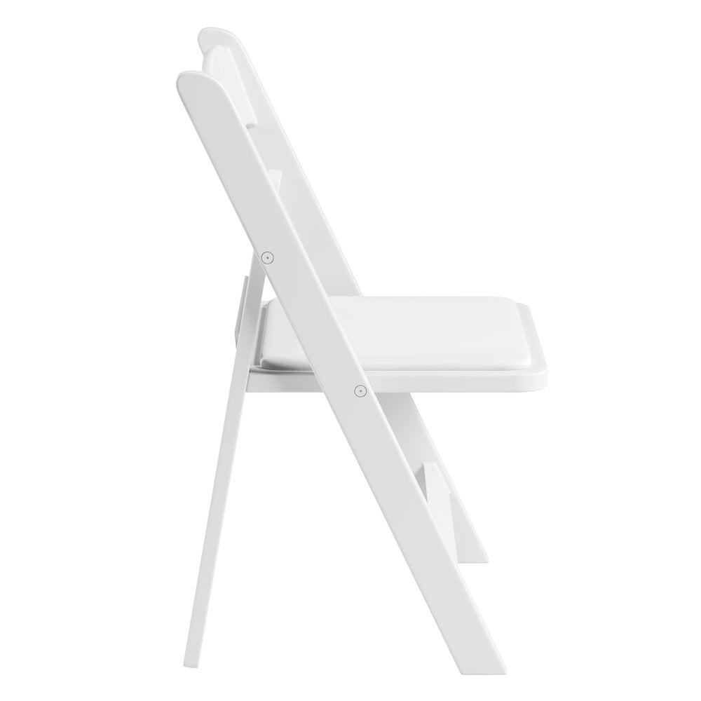 4-Pack White Resin Folding Chairs with Padded Seat