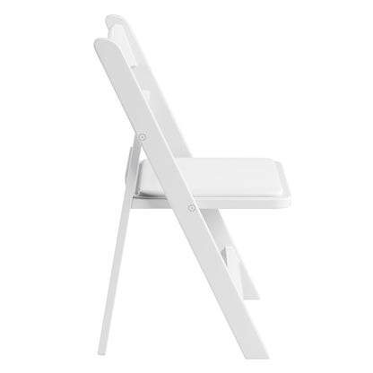4-Pack White Resin Folding Chairs with Padded Seat