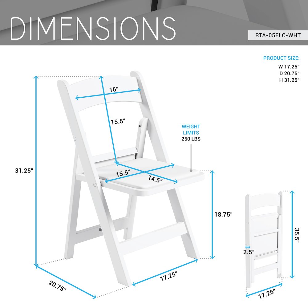 4-Pack White Resin Folding Chairs with Padded Seat