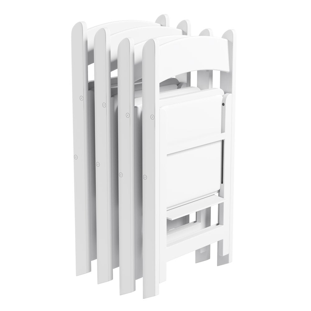 4-Pack White Resin Folding Chairs with Padded Seat